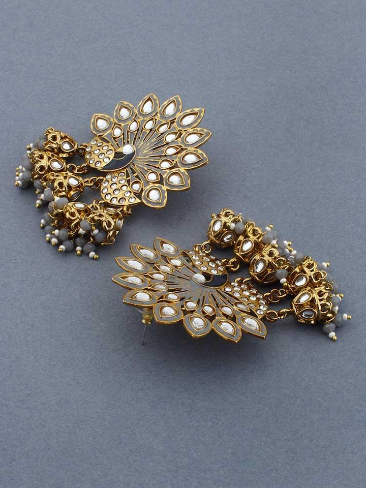 Grey Mayur Jhumkis - Bling Bag