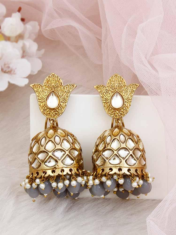 Grey Mohini Jhumkis - Bling Bag
