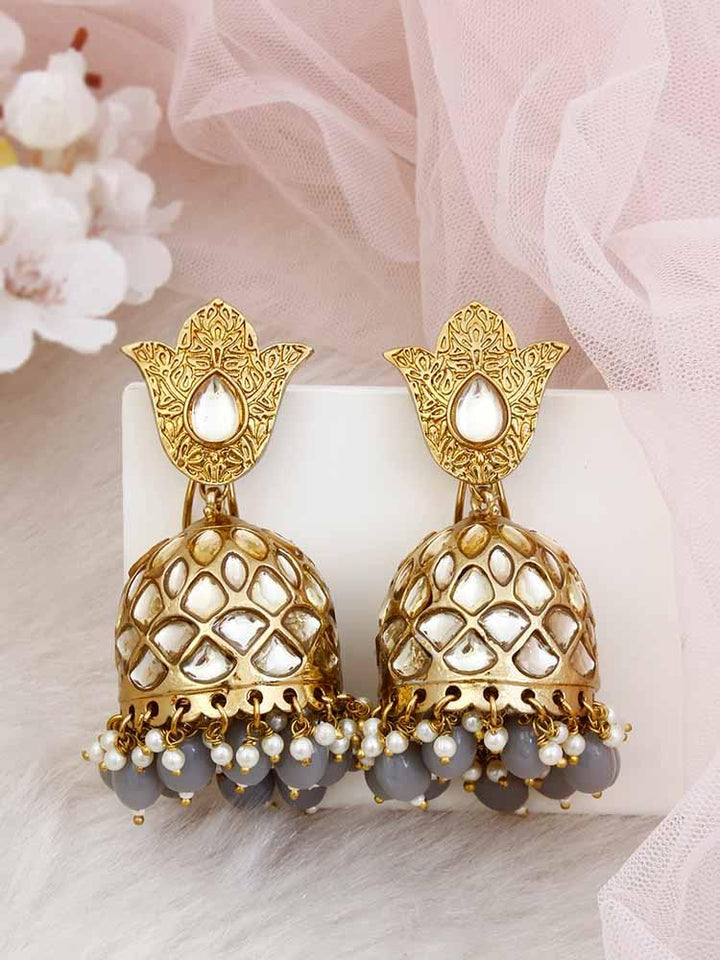 Grey Mohini Jhumkis - Bling Bag