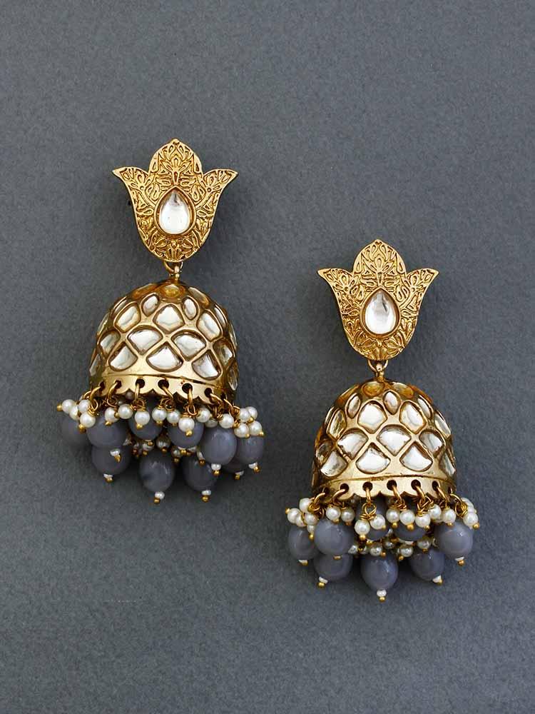 Grey Mohini Jhumkis - Bling Bag