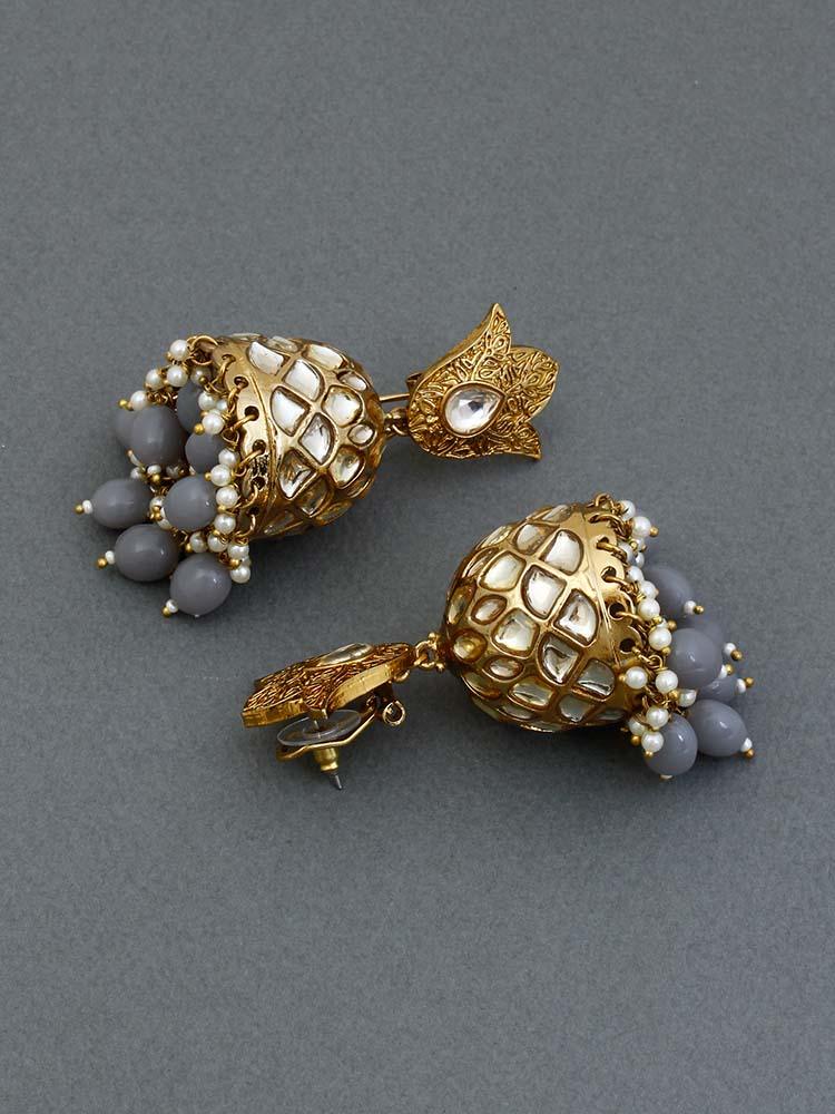 Grey Mohini Jhumkis - Bling Bag