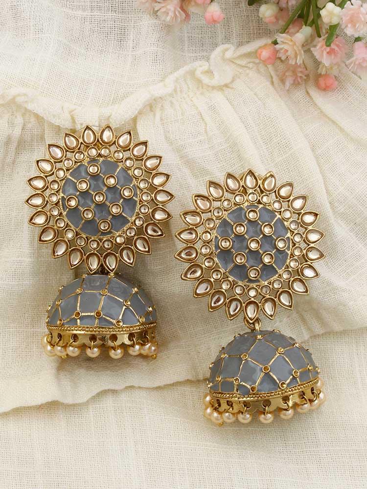 Grey Suraj Jhumkis - Bling Bag