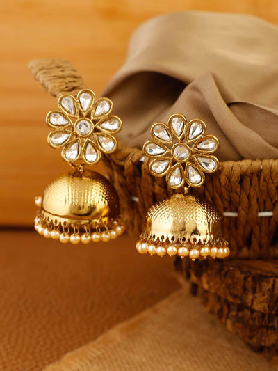 earrings - Bling Bag Golden Jayrani Designer Jhumkis