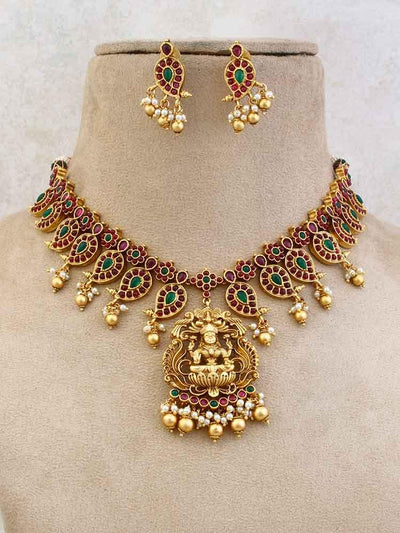 Golden Madhavi Plated Jewellery Set - Bling Bag