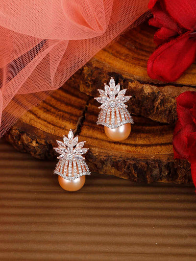earrings - Bling Bag Rose Gold Ryder Zirconia Earrings