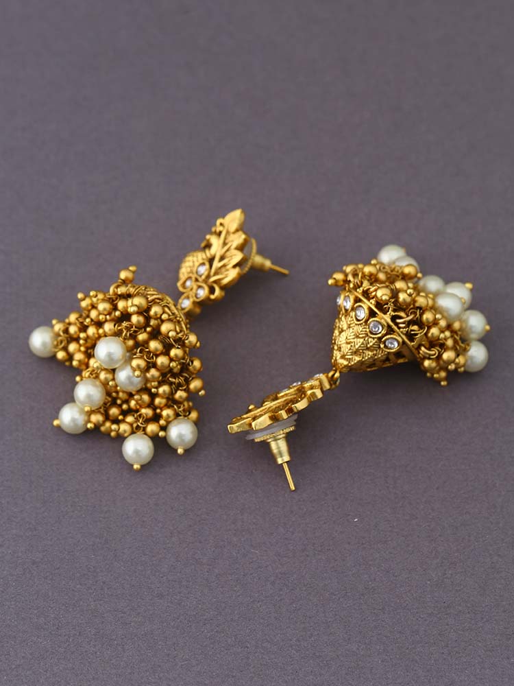 Golden Shurama Jhumkis
