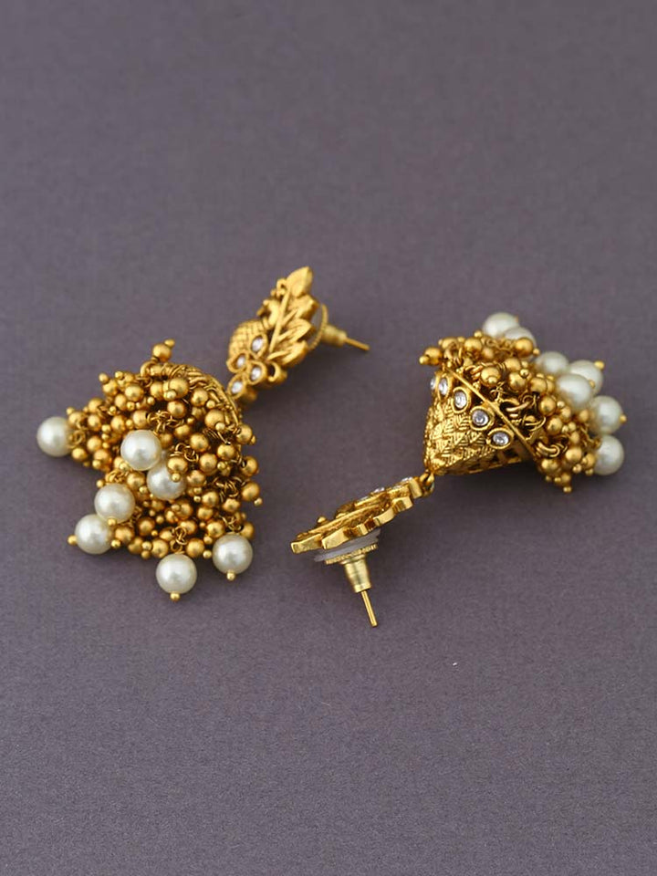 Golden Shurama Jhumkis