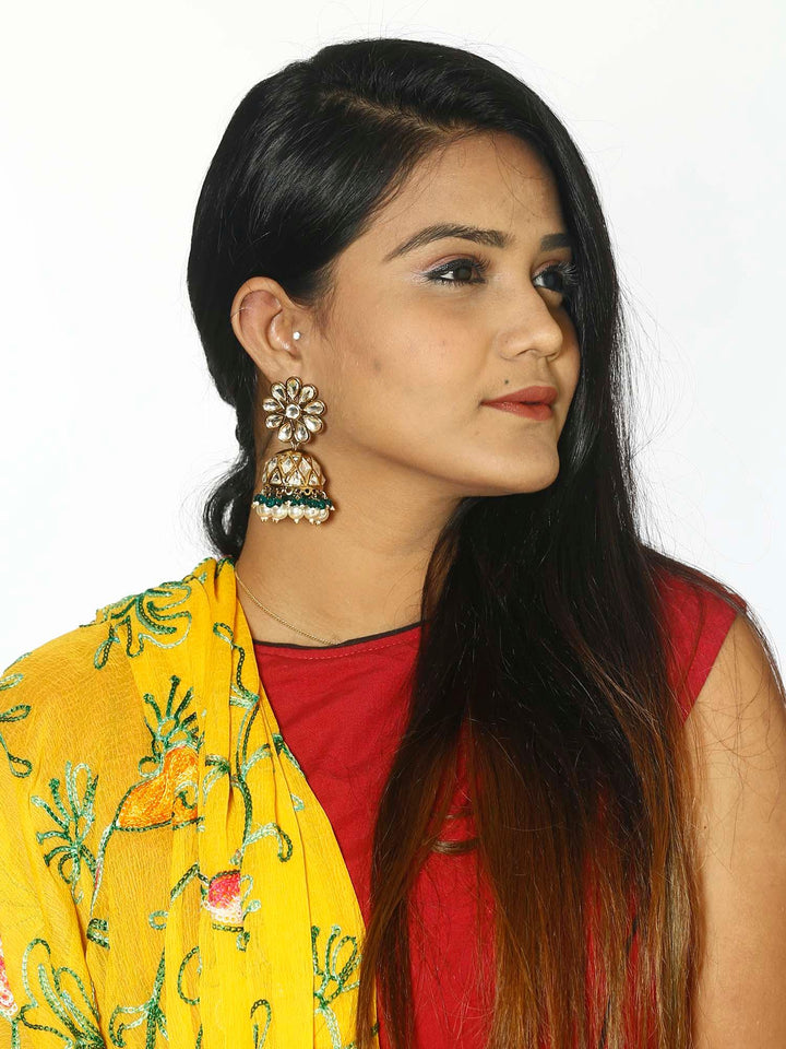 earrings - Bling Bag Emerald Jayrani Designer Jhumkis