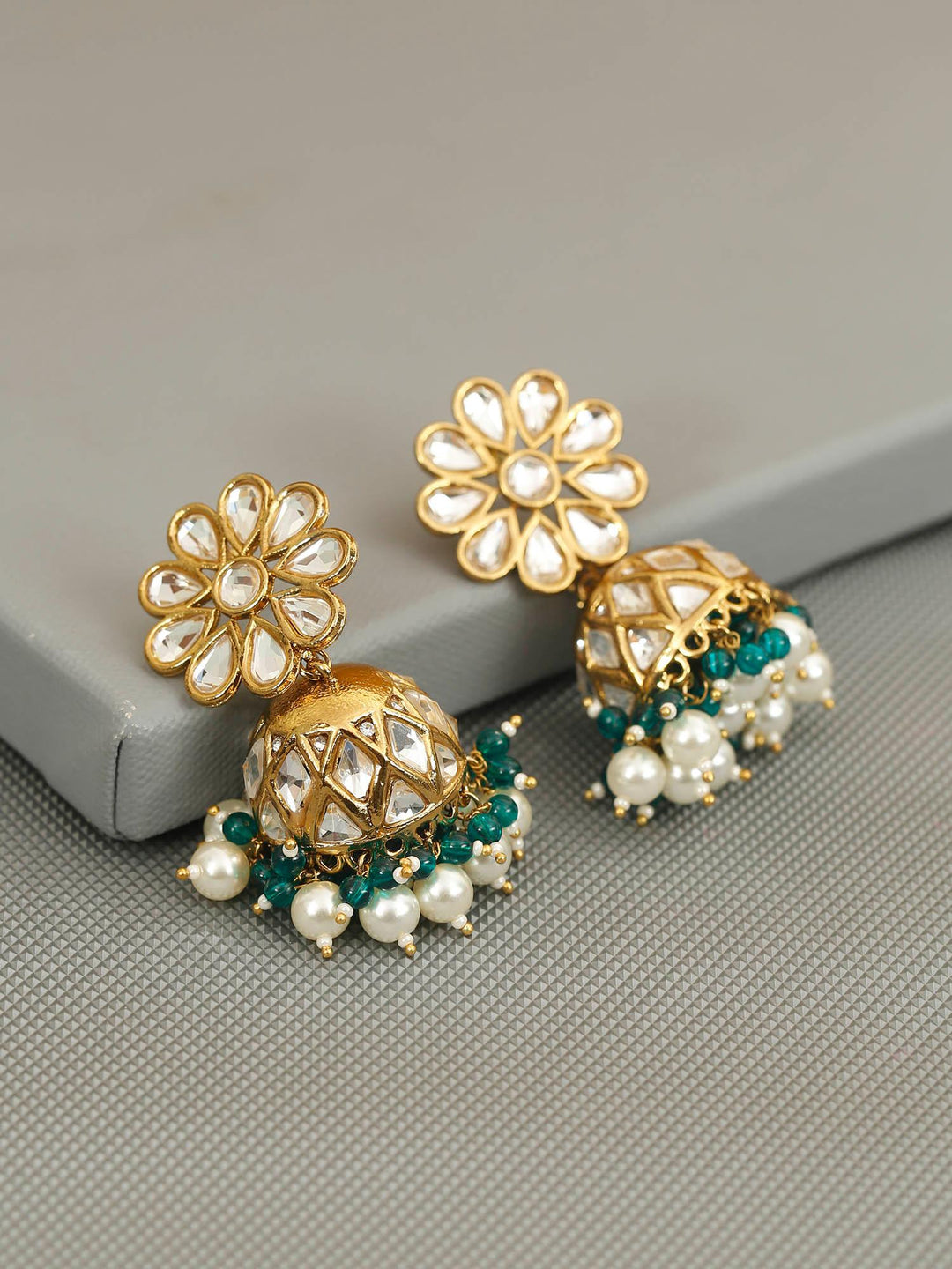 earrings - Bling Bag Emerald Jayrani Designer Jhumkis
