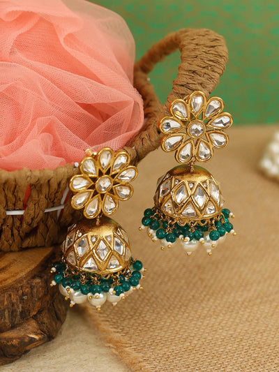 earrings - Bling Bag Emerald Jayrani Designer Jhumkis