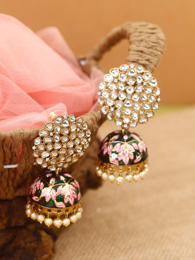 earrings - Bling Bag Emerald Subhi Designer Jhumkis