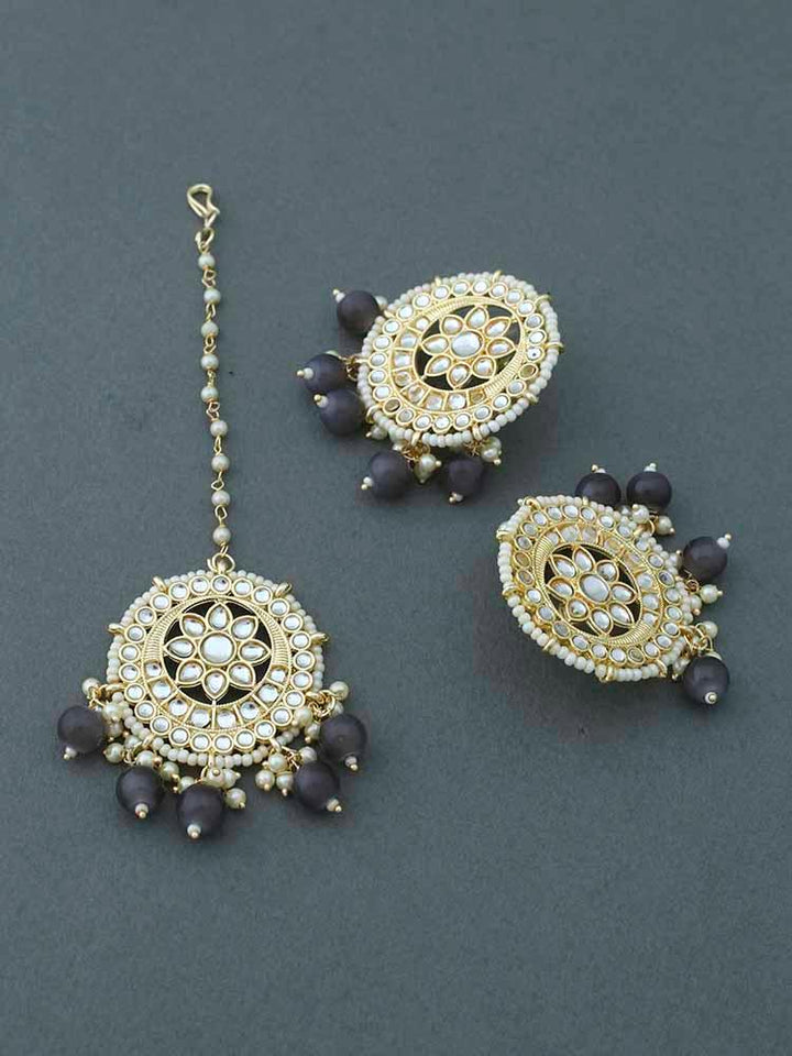 Grey Digambar Maang Tikka Set - Bling Bag