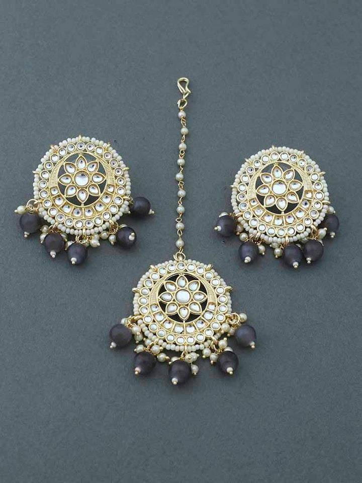 Grey Digambar Maang Tikka Set - Bling Bag