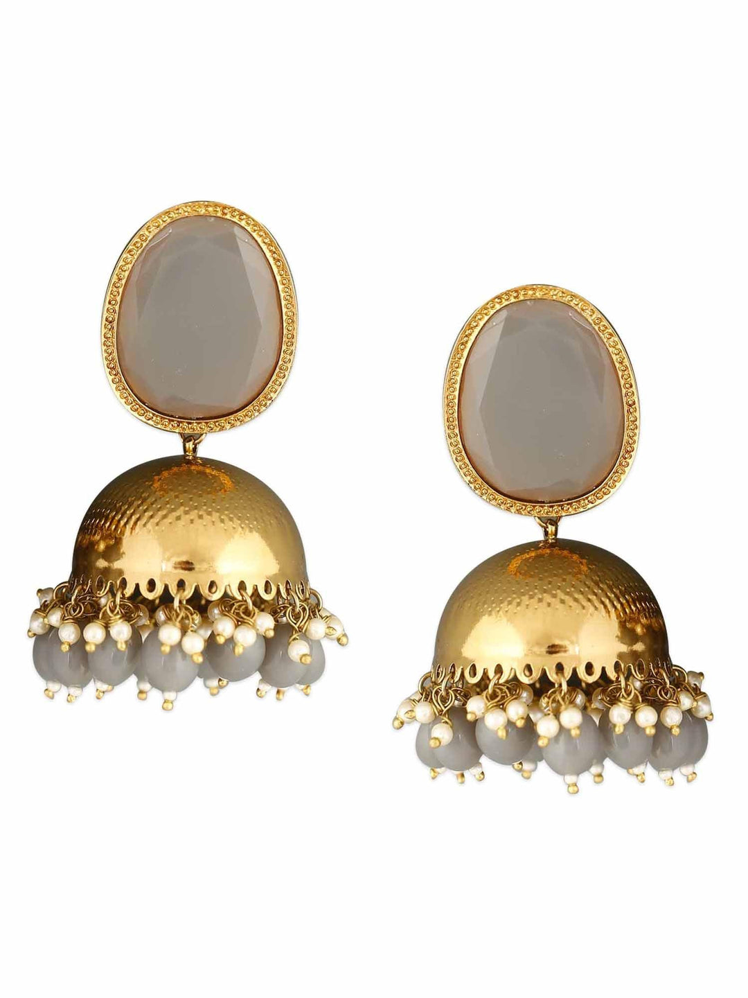 earrings - Bling Bag Grey Magna Shesha Designer Jhumkis