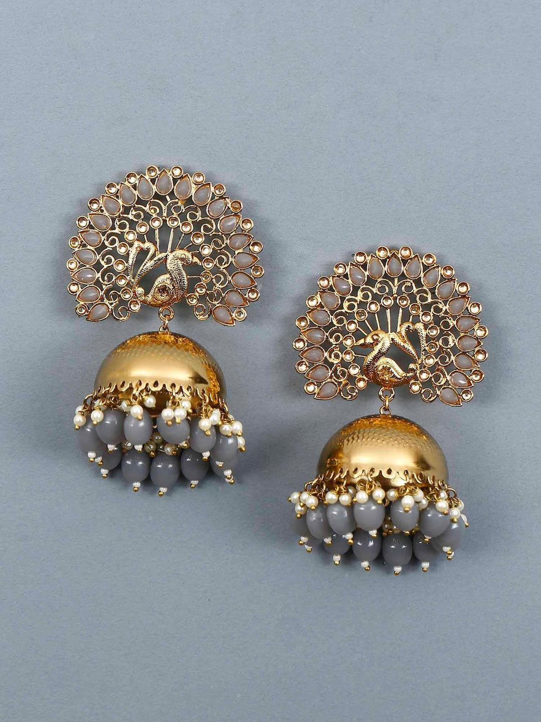 earrings - Bling Bag Grey Mayu Jhumki Earring