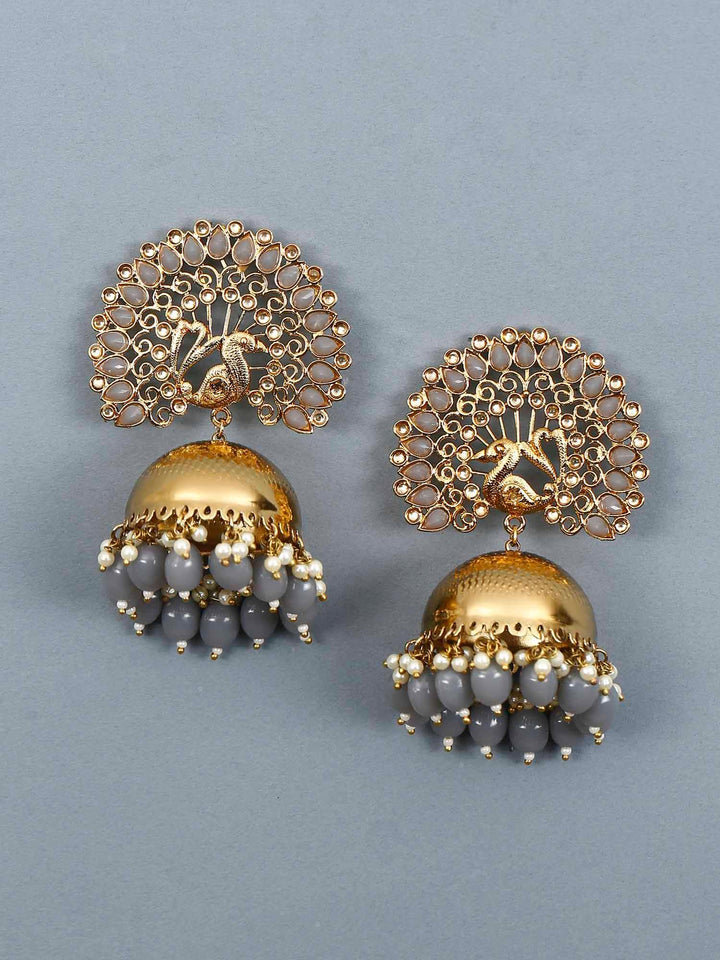 earrings - Bling Bag Grey Mayu Jhumki Earring
