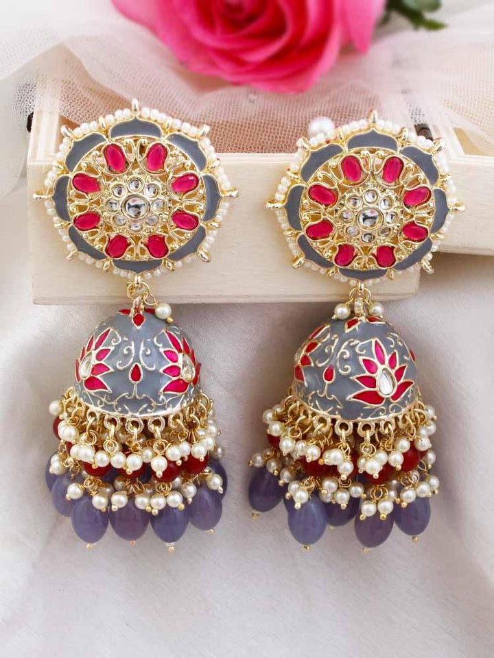 Grey Nrupal Satrangi Jhumkis - Bling Bag