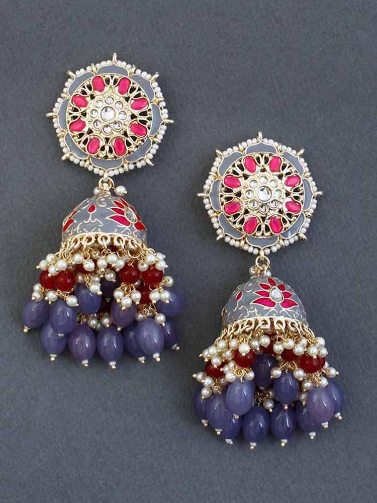 Grey Nrupal Satrangi Jhumkis - Bling Bag