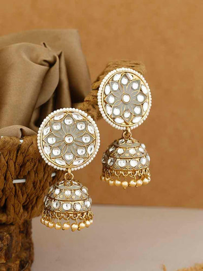 earrings - Bling Bag Grey Trishan Jhumki Earrings