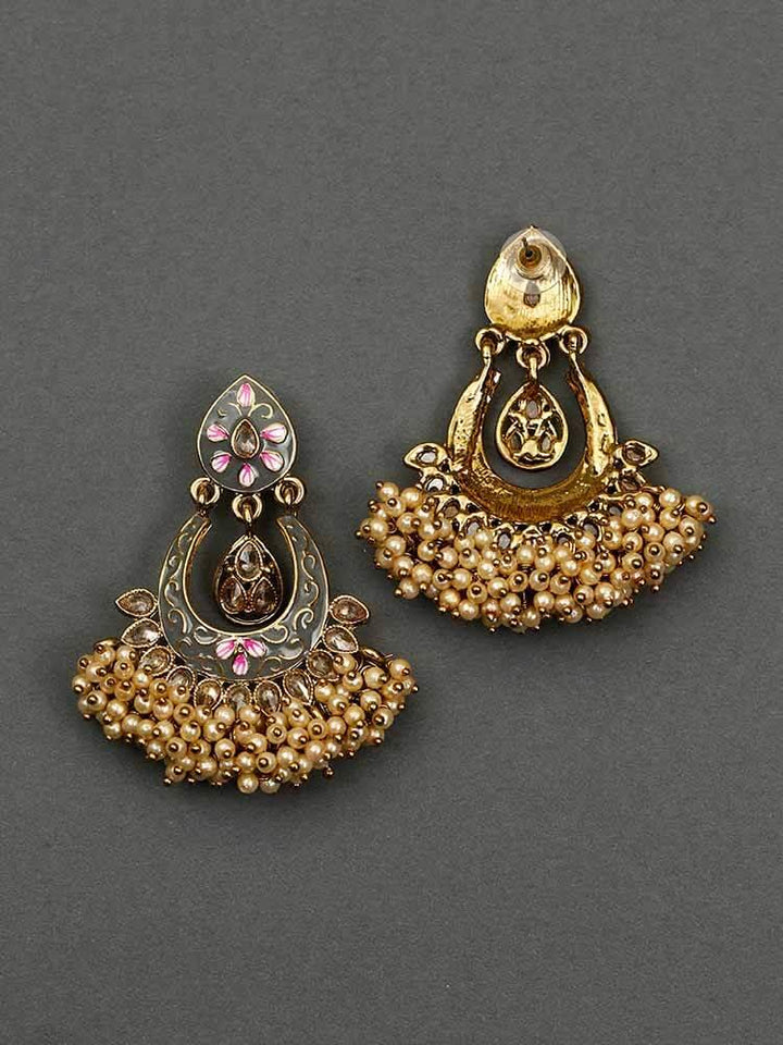 earrings - Bling Bag Grey Vilas Chaandbali Earrings