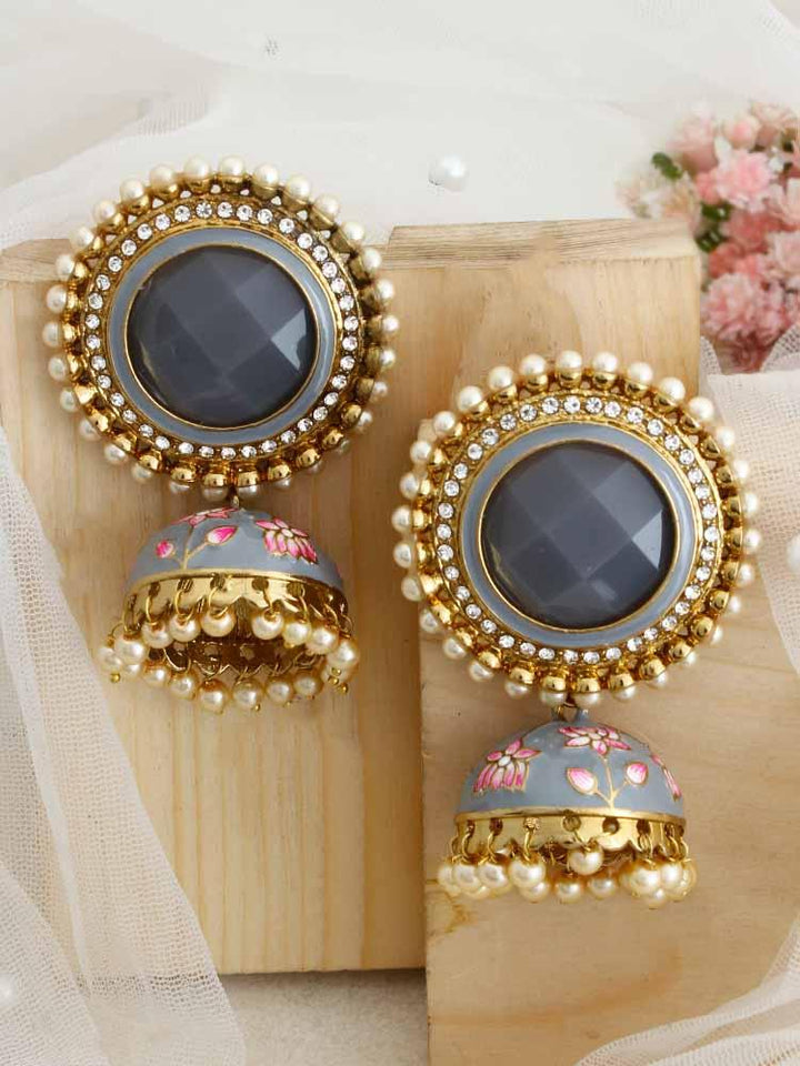 Grey Virat Jhumkis - Bling Bag