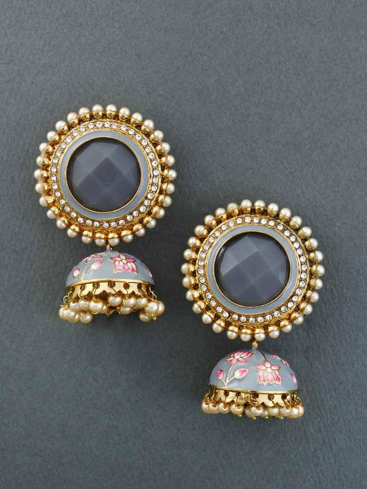 Grey Virat Jhumkis - Bling Bag