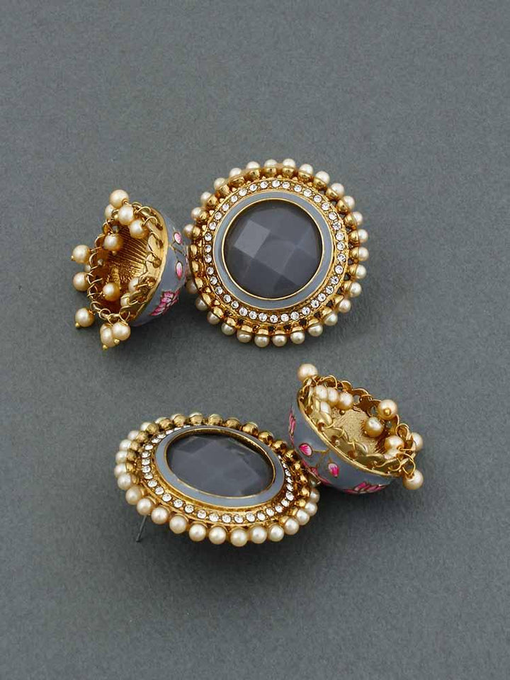 Grey Virat Jhumkis - Bling Bag