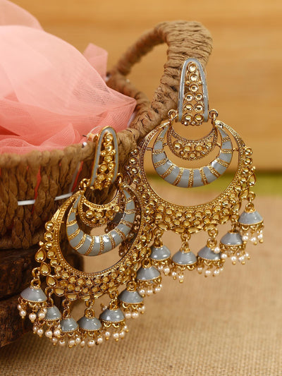 earrings - Bling Bag Grey Fiona Designer Jhumkis