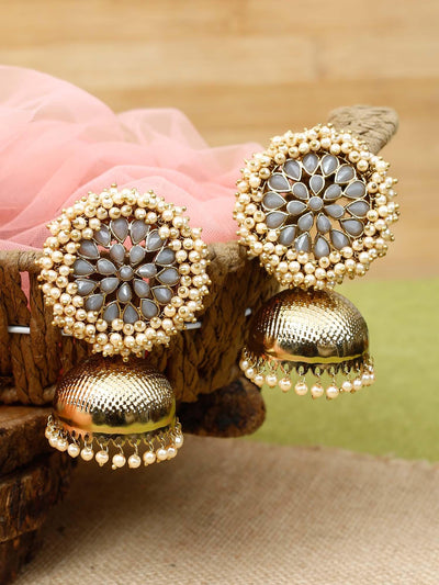 earrings - Bling Bag Grey Kanchana Designer Jhumkis