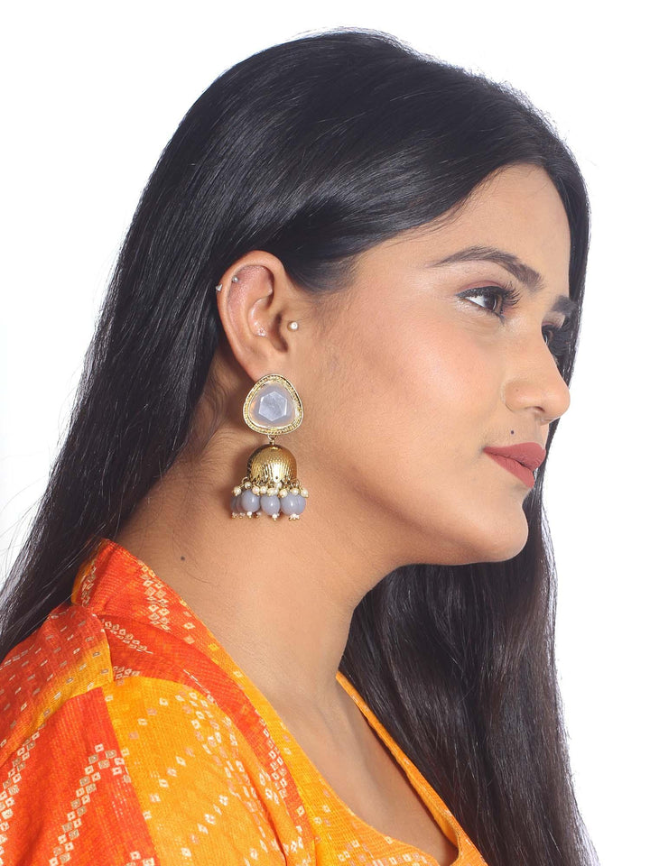 earrings - Bling Bag Grey Mini Shesha Designer Jhumkis