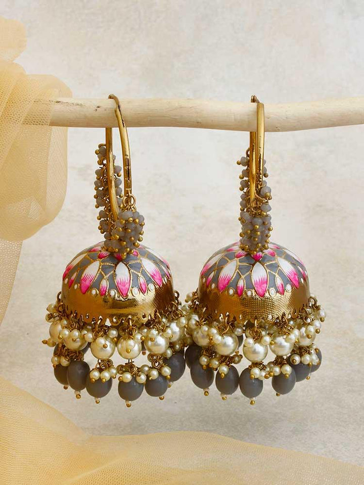 Grey Rajamani Jhumkis - Bling Bag