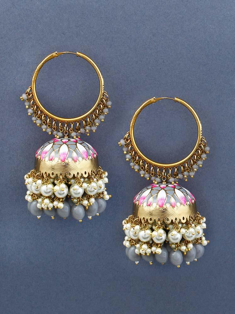 Grey Rajamani Jhumkis - Bling Bag