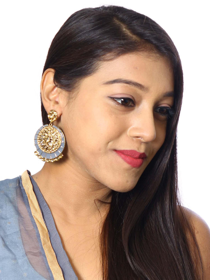 earrings - Bling Bag Grey Sameera Kundan Earrings