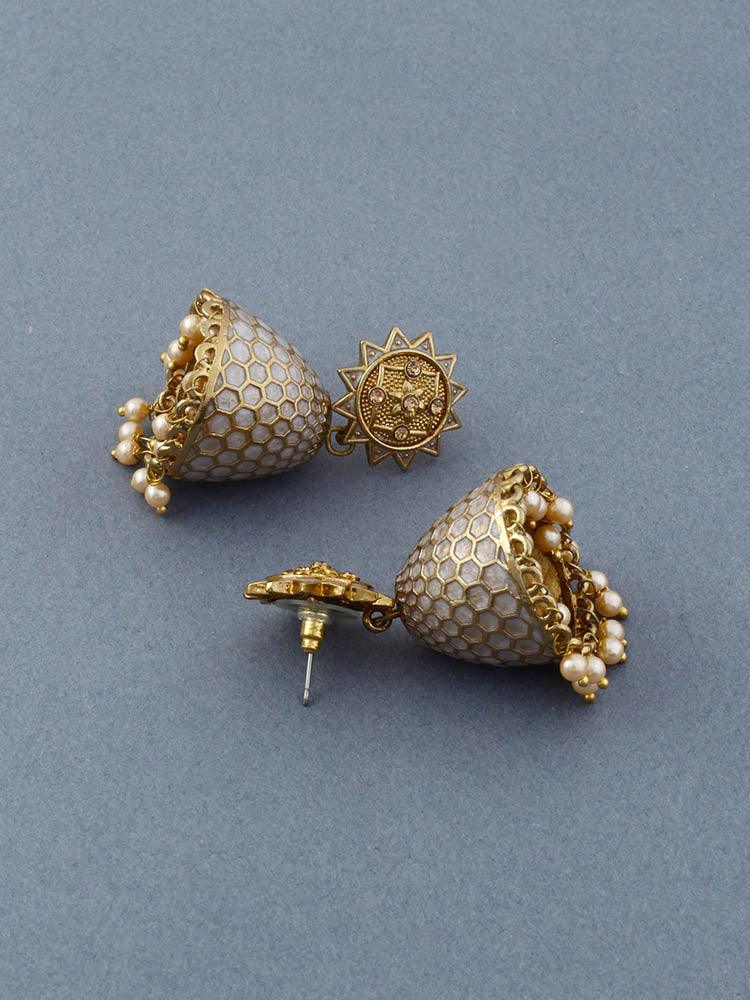 Ivory Bell Jhumkis - Bling Bag