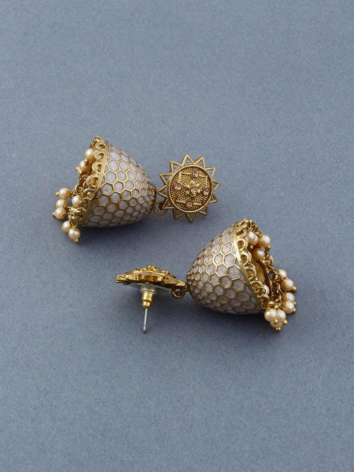 Ivory Bell Jhumkis - Bling Bag