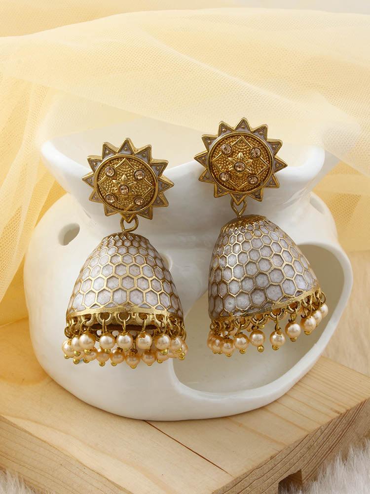 Ivory Bell Jhumkis - Bling Bag