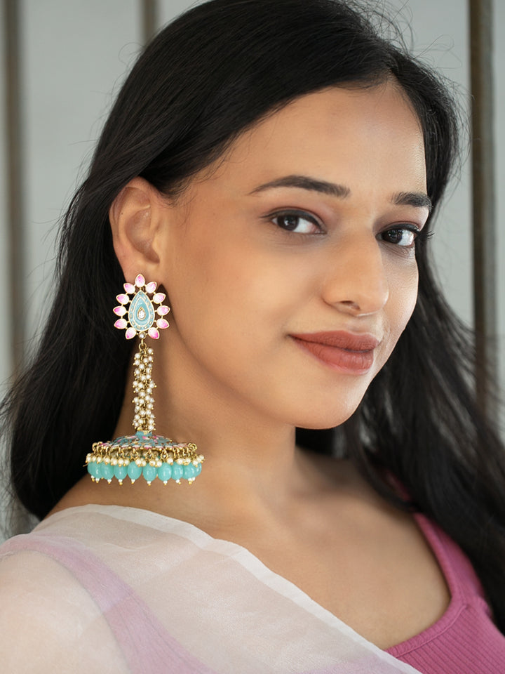 Turquoise Jacki Jhumkis - EOSS