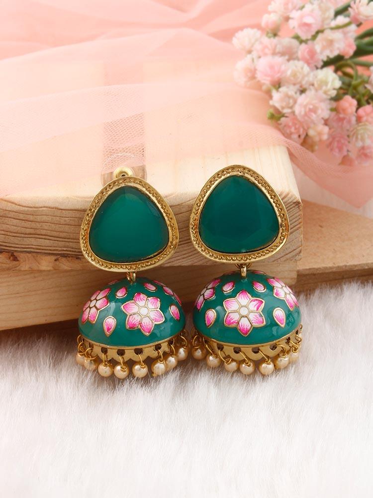 Jade Shesha Meenakari Jhumkis - Bling Bag