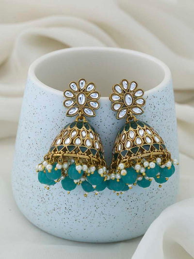 Buy Women Silver Tone Green Drop Dangler Brass Earrings  Jewellery  Indya