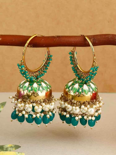 earrings - Bling Bag Jade Rajamani Hoop Jhumki