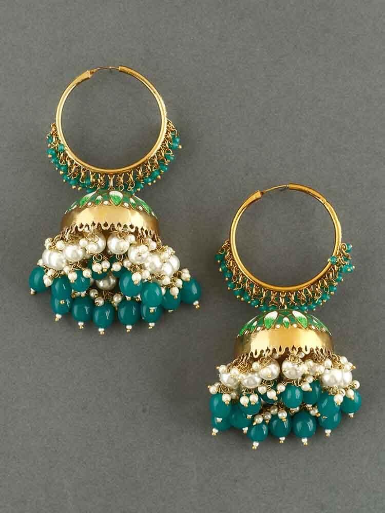 earrings - Bling Bag Jade Rajamani Hoop Jhumki