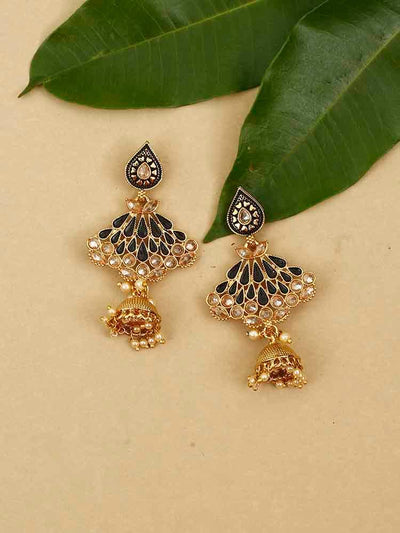 earrings - Bling Bag Jet Nitara Jhumki Earrings