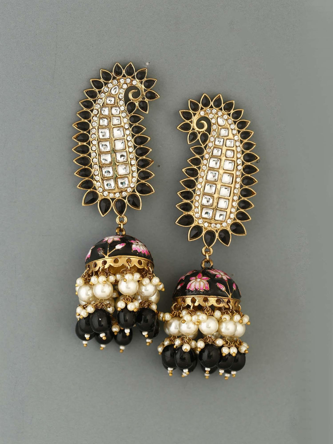 earrings - Bling Bag Jet Kaashi Designer Jhumkis