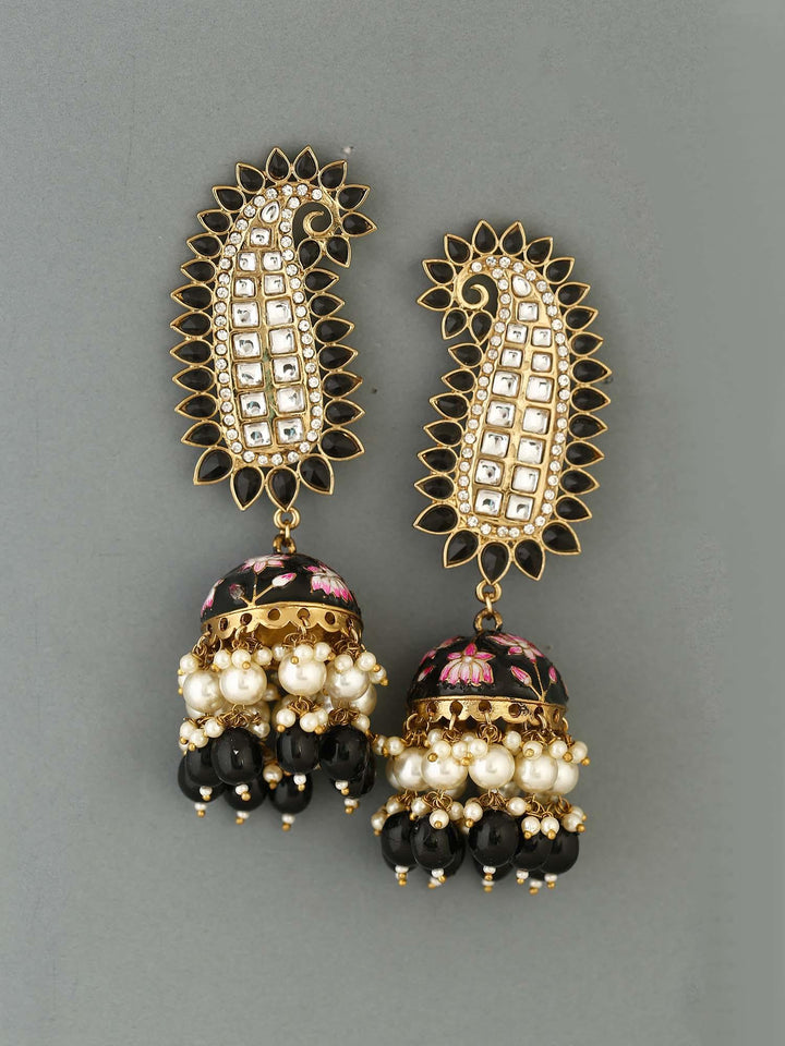 earrings - Bling Bag Jet Kaashi Designer Jhumkis