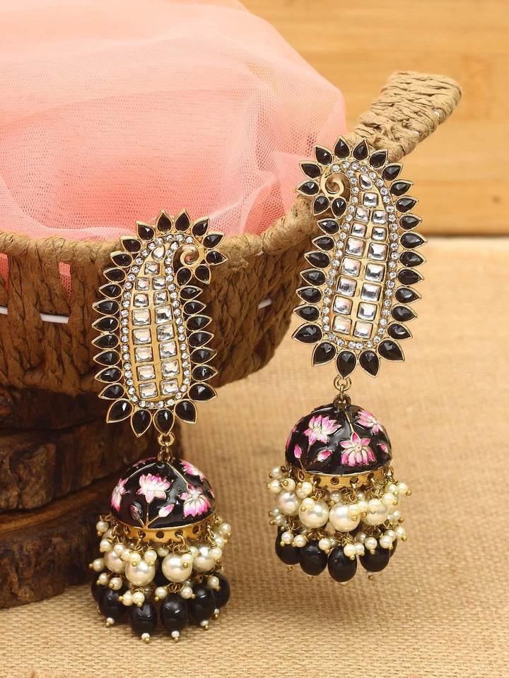 earrings - Bling Bag Jet Kaashi Designer Jhumkis