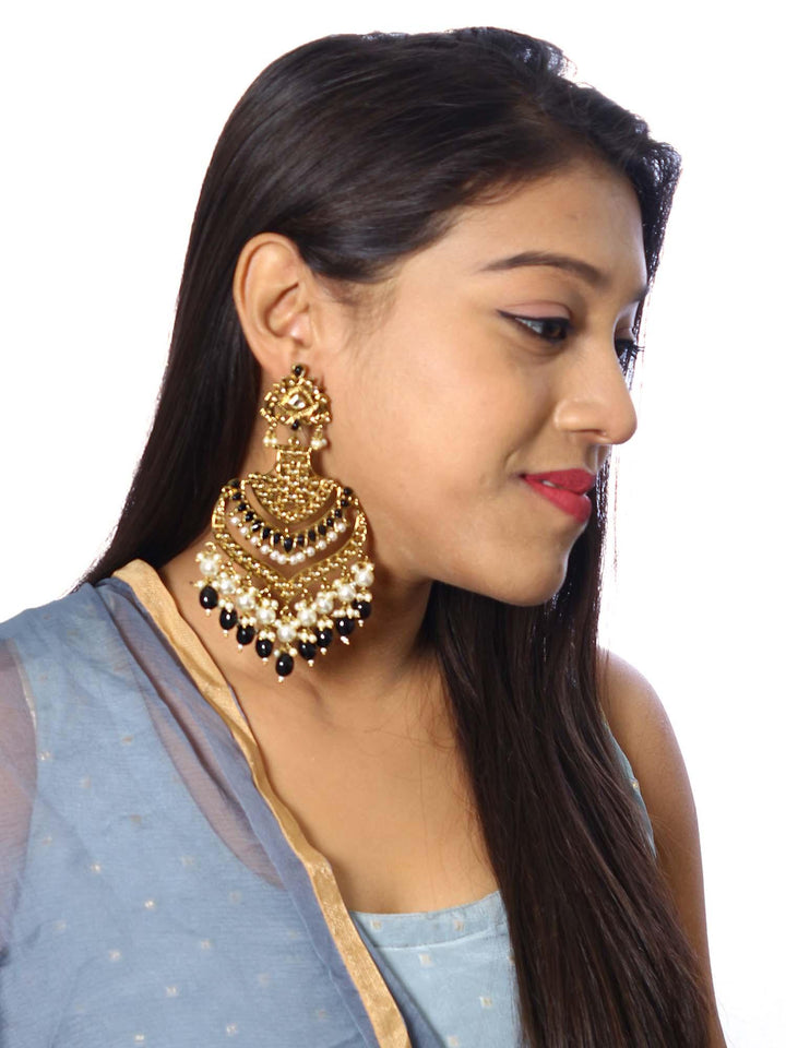 earrings - Bling Bag Jet Samsaptaka Designer Earrings