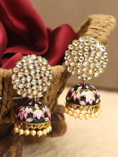 earrings - Bling Bag Jet Subhi Designer Jhumkis