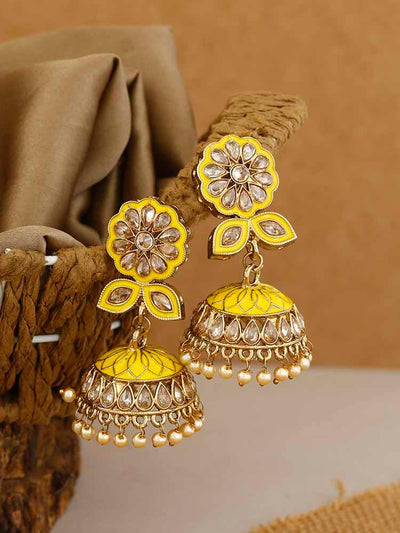 earrings - Bling Bag Lemon Ajay Jhumki Earrings