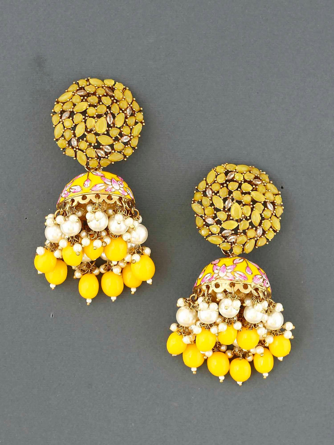 earrings - Bling Bag Lemon Daliha Jhumki Earrings