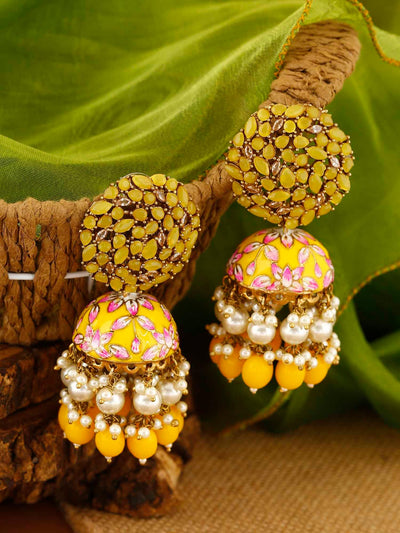 earrings - Bling Bag Lemon Daliha Jhumki Earrings